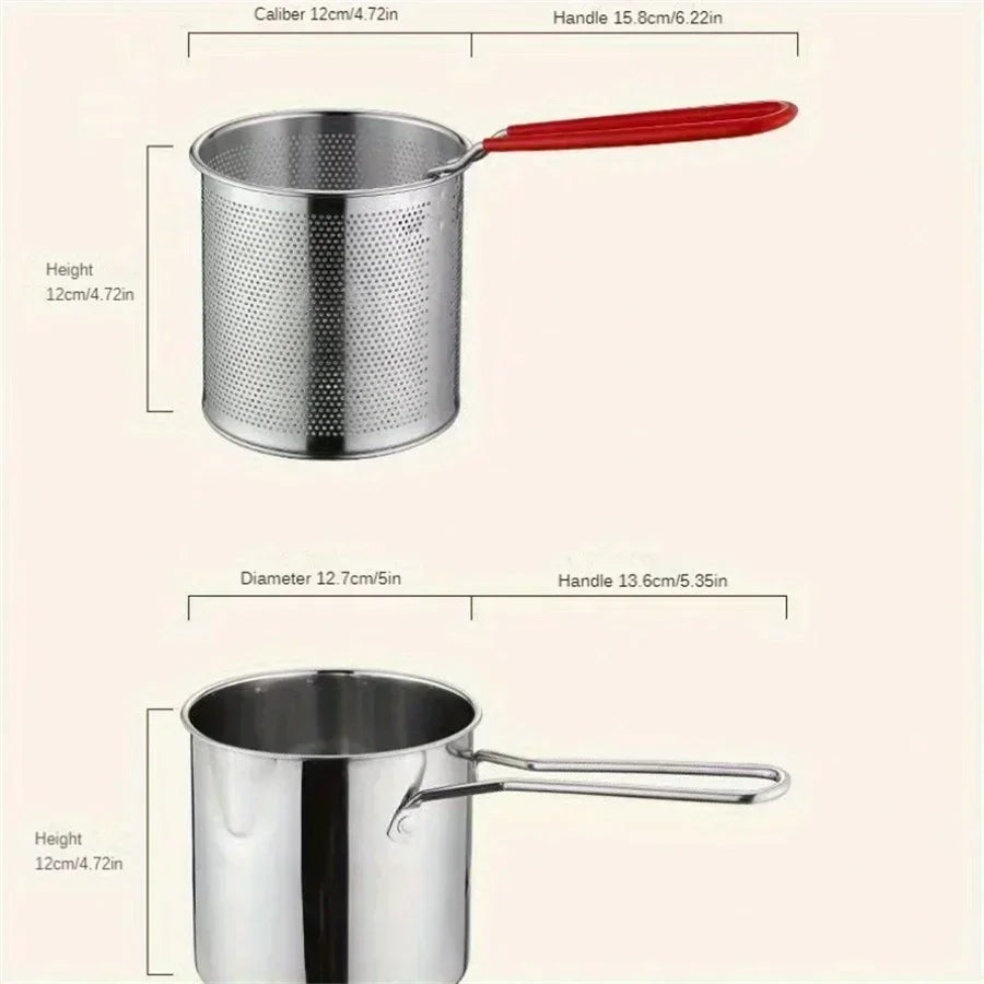 1200ML Deep Fryer Pot with Strainer - in use